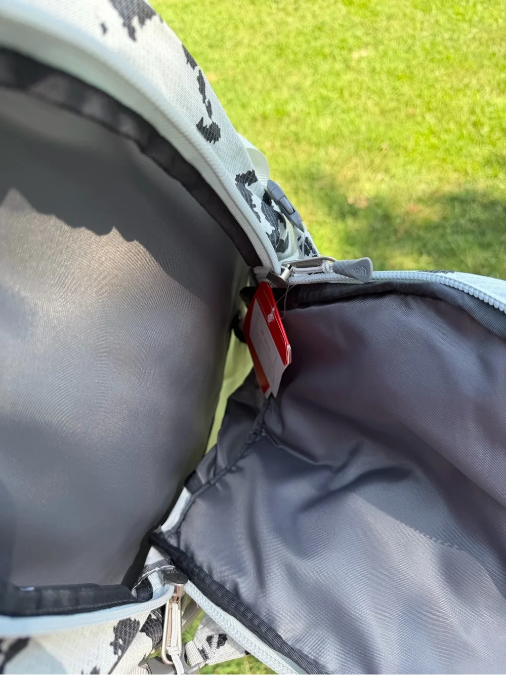 The North Face Gray & Black Camo Backpack with Front Bungee